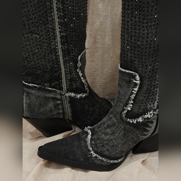 RHINESTONE DENIM COWGIRL BOOTS BY ZARA - Picture 9 of 15